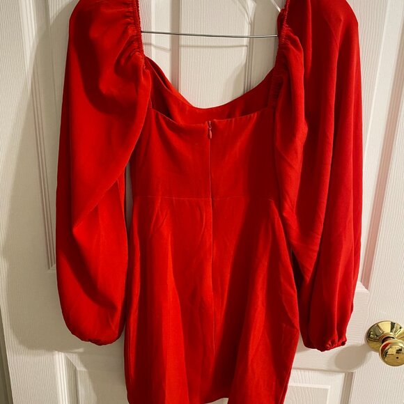 Princess Polly Lillie Long Sleeve Mini Dress Red - Picture 7 of 11